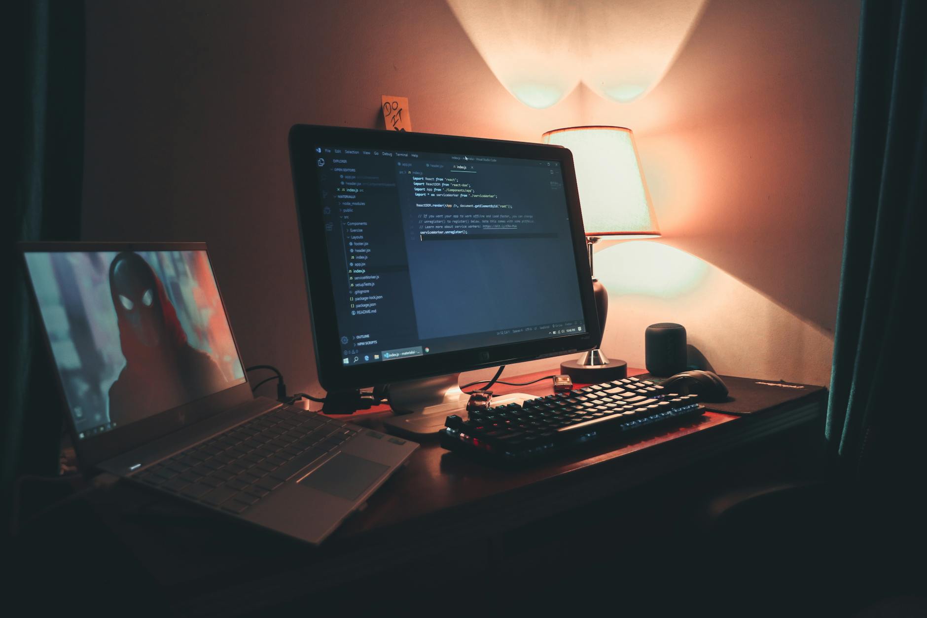 Software engineer working at computer in modern office environment