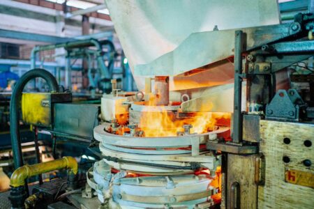 Industrial processing equipment in a modern recycling facility