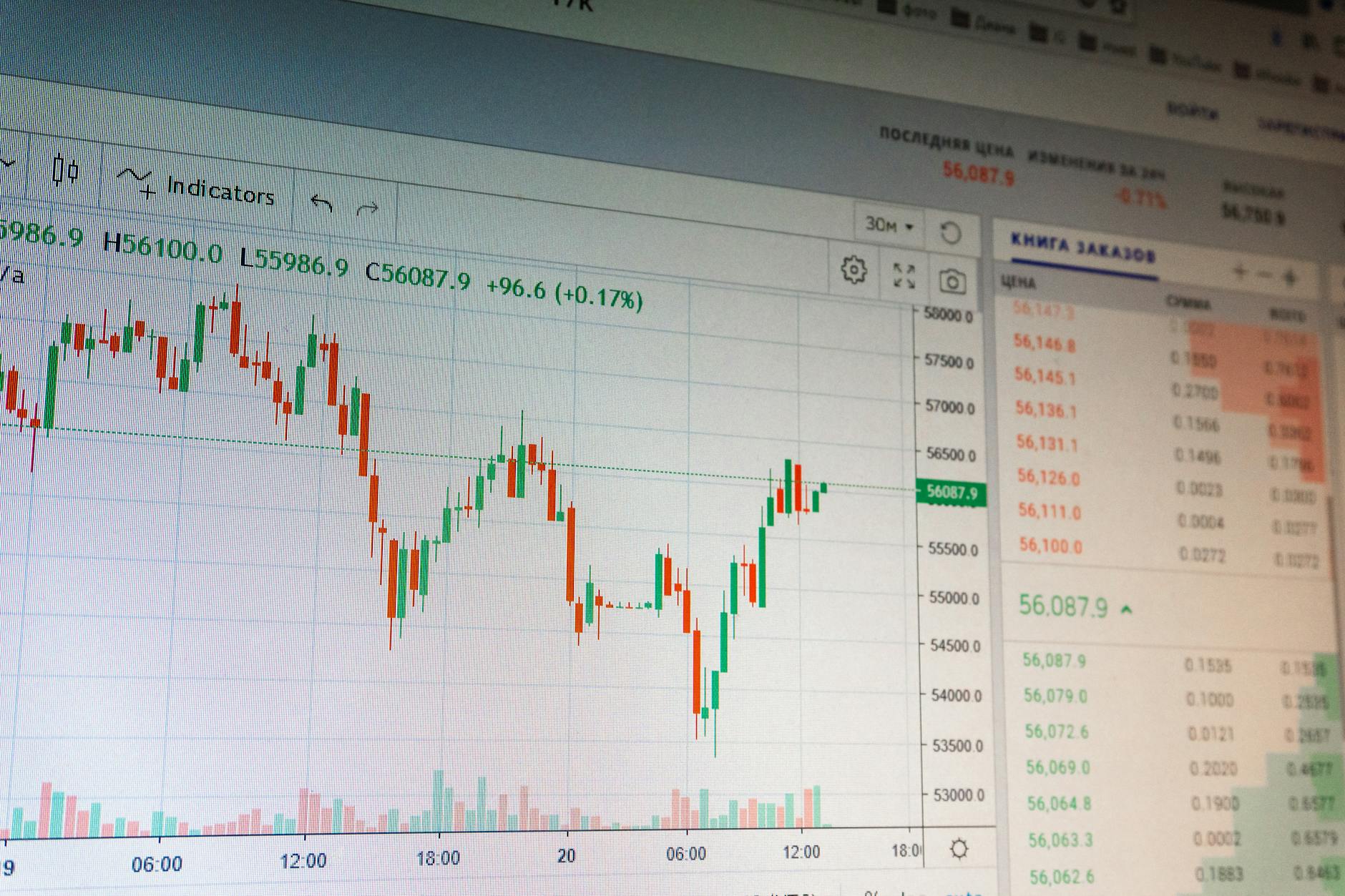 Financial charts and graphs showing stock performance comparison