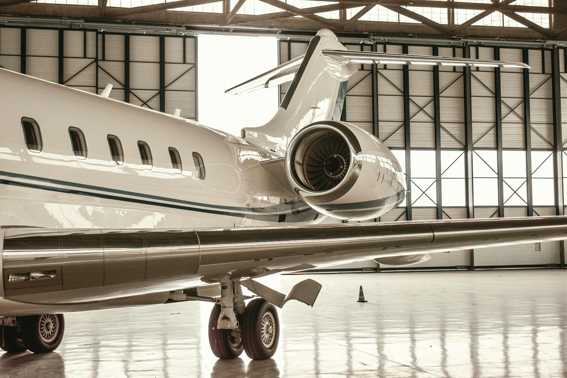 Aircraft assembly line showing aerospace manufacturing industry
