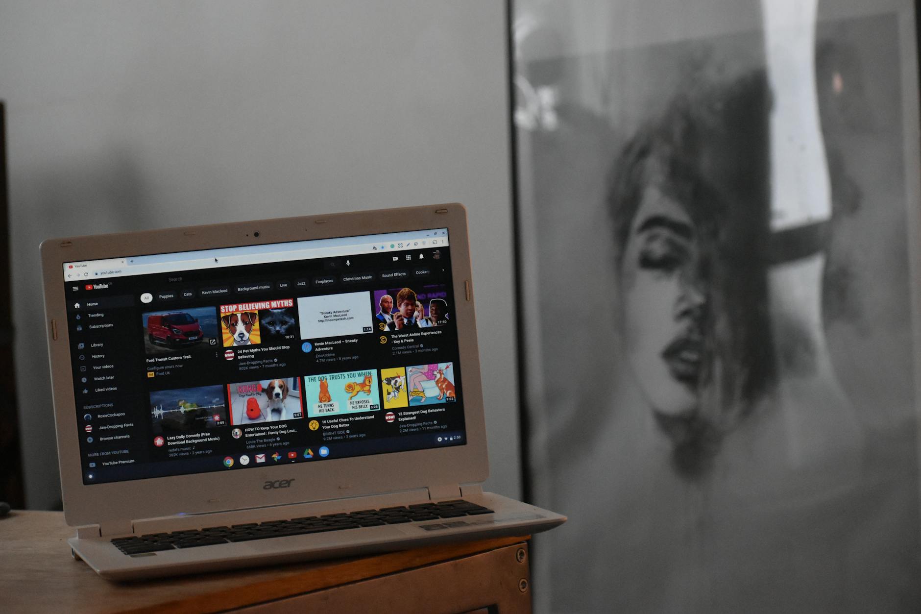 Person using laptop to watch streaming content in comfortable home setting