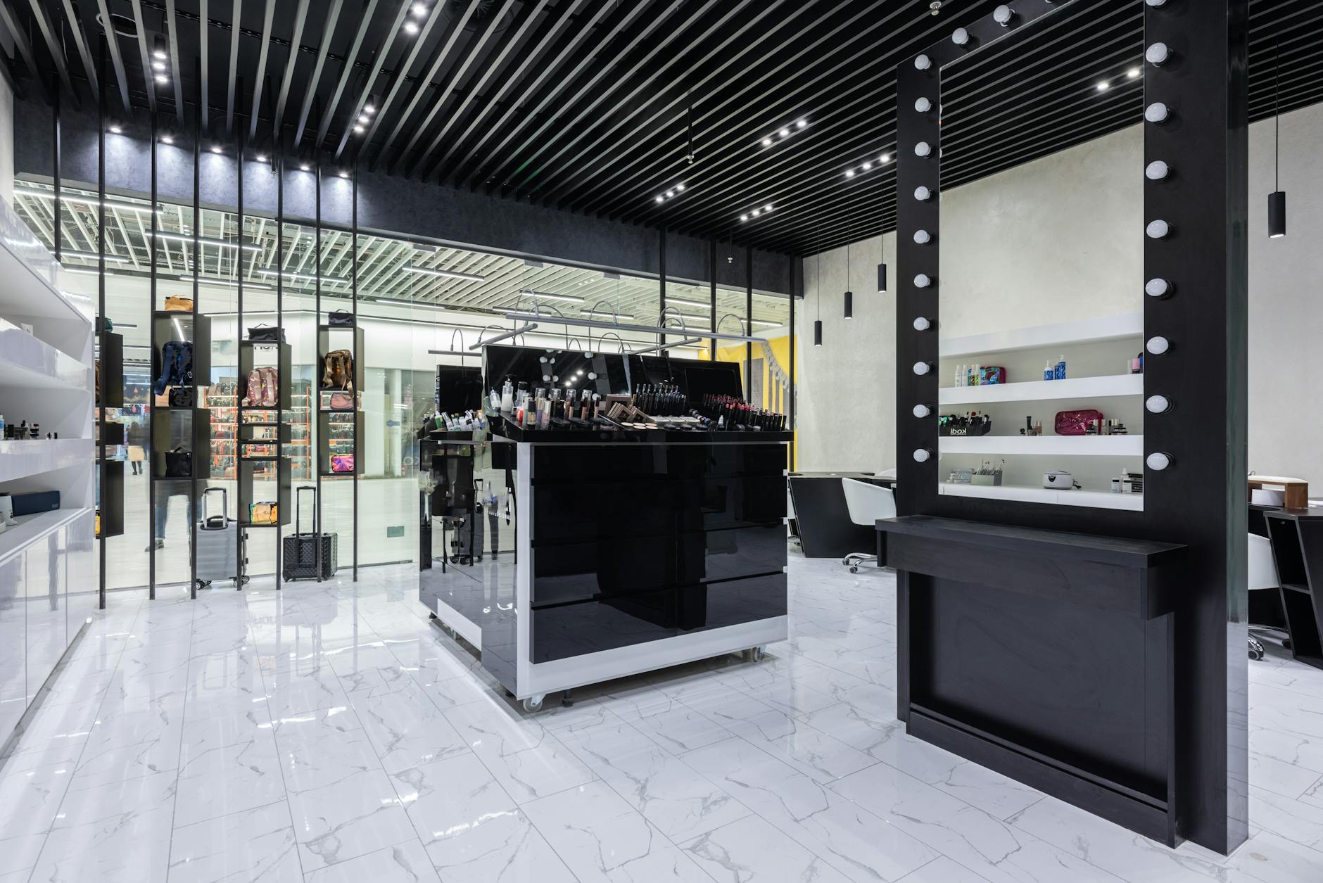 Interior view of discount retail store with aisles and shelving