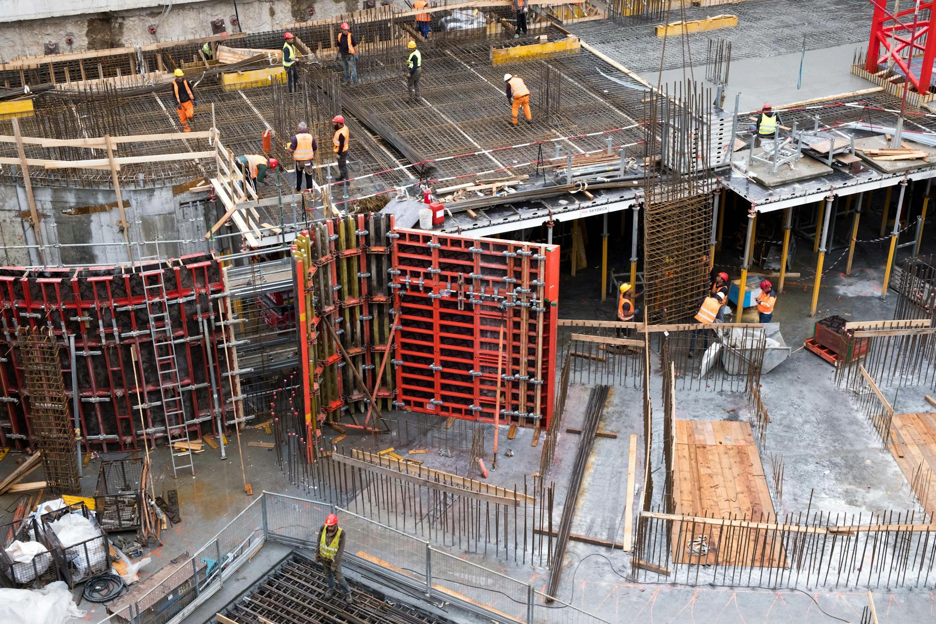 Industrial construction and development project with machinery and equipment
