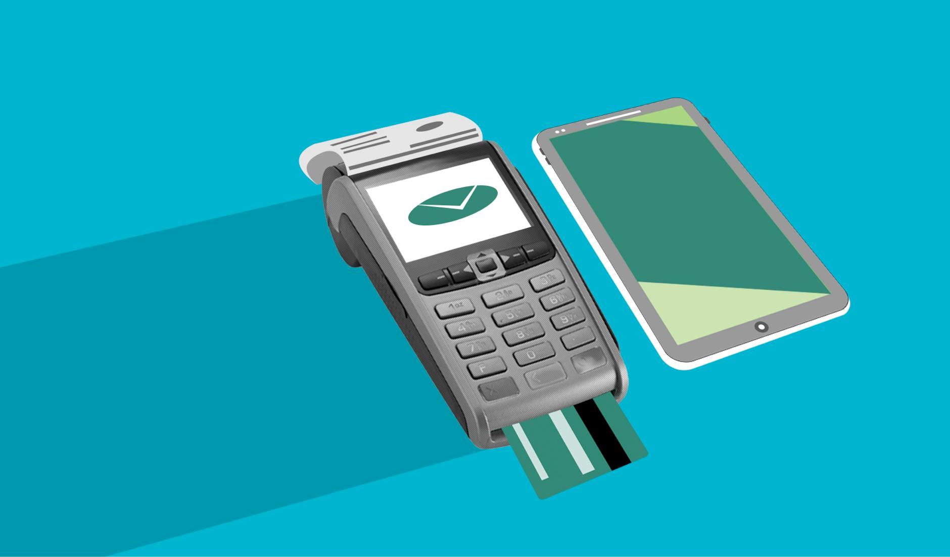 Person using smartphone for mobile payment transaction at retail checkout counter