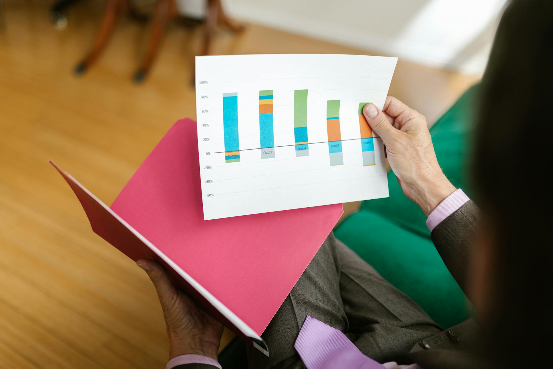 Financial charts and investment portfolio documents representing pension fund asset allocation