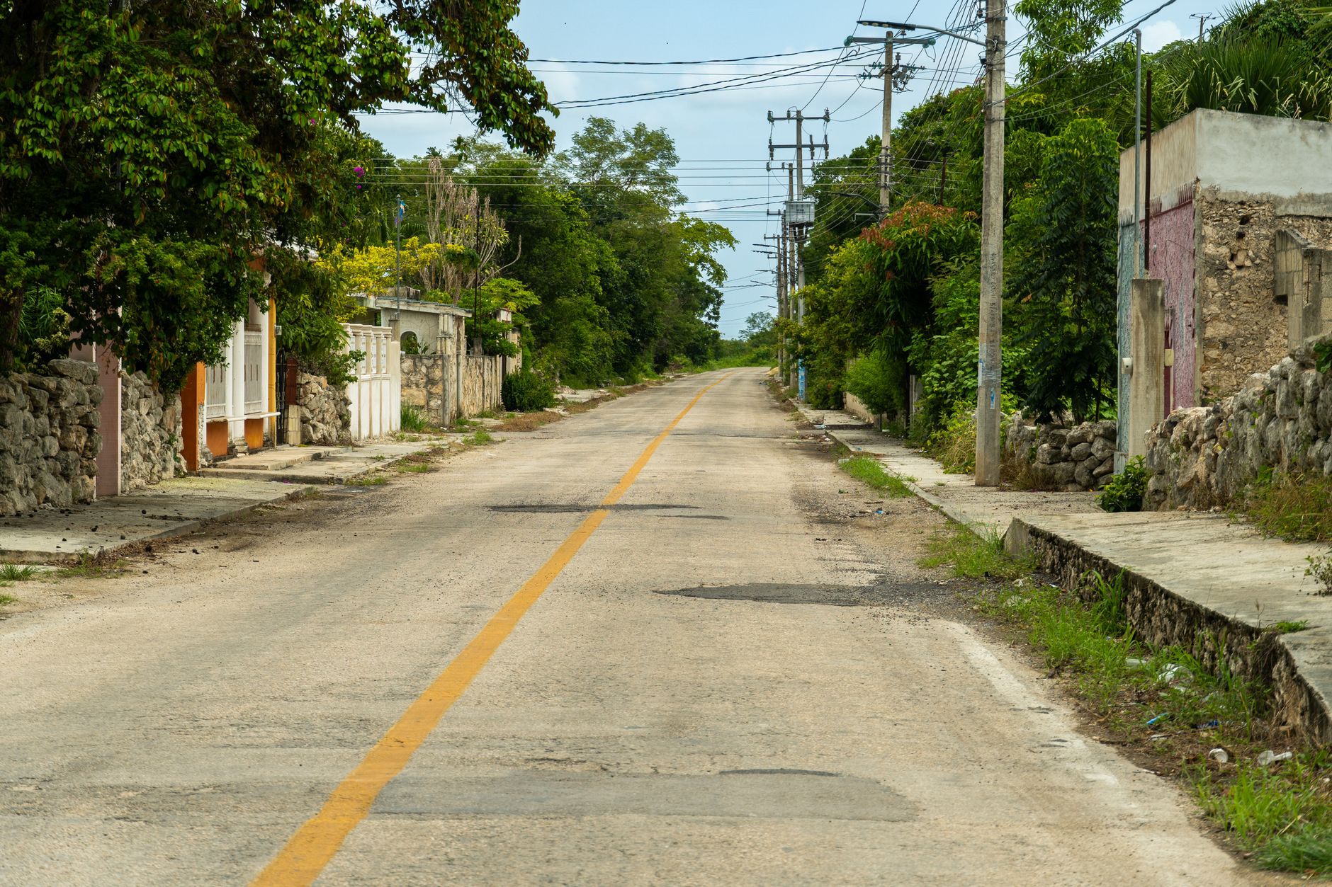 Small rural town main street showing limited retail storefronts