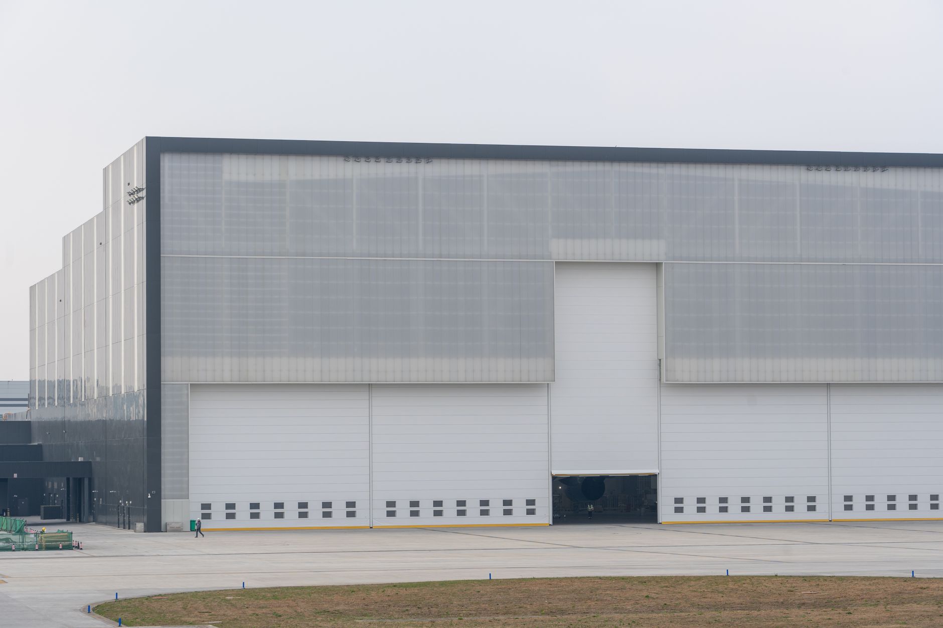 Modern industrial warehouse building exterior in a commercial real estate park