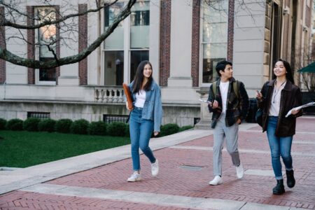 College students walking across campus before the fall semester begins