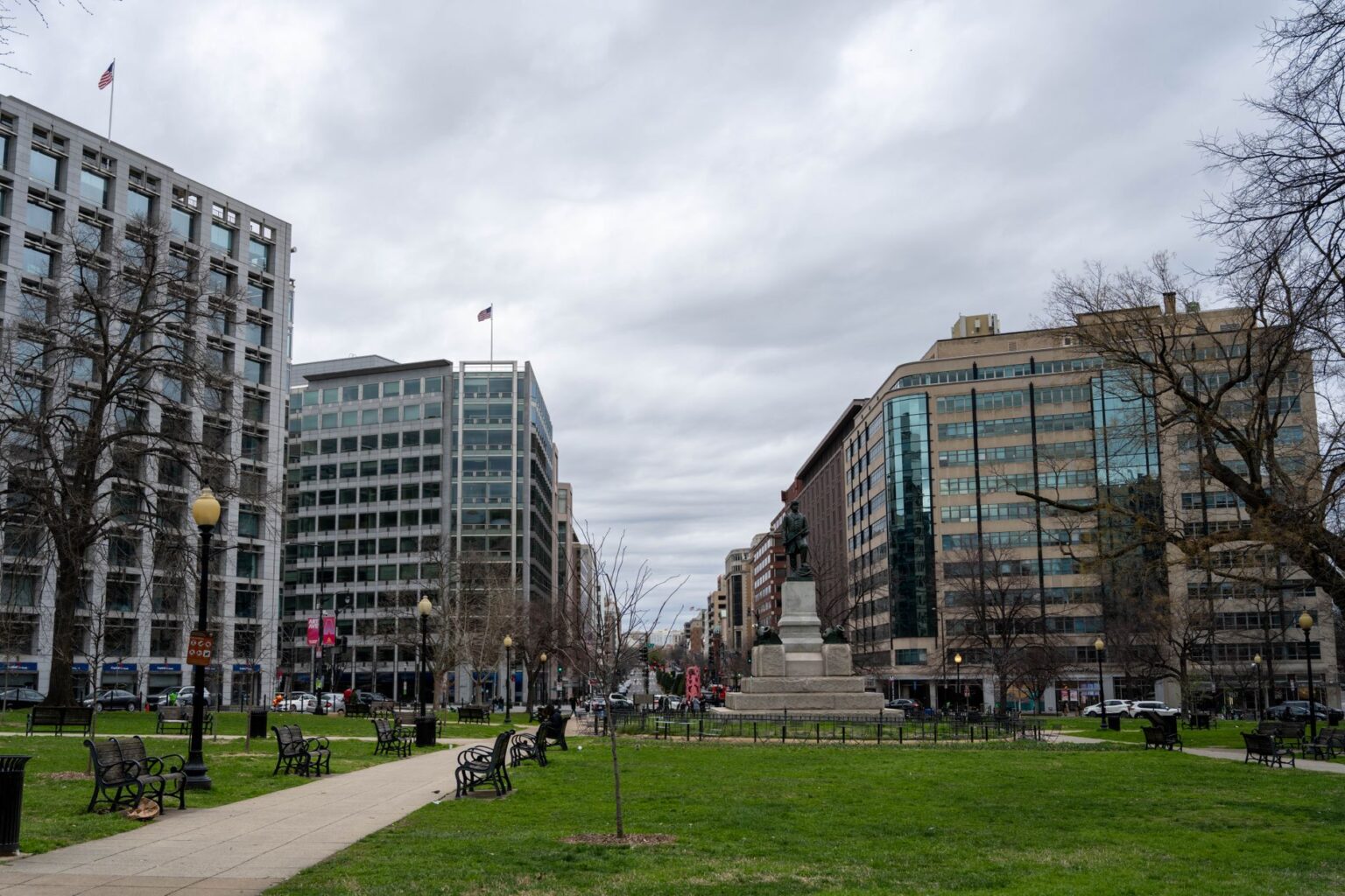 Office buildings near Washington D.C. representing the federal contractor industry hub in the Beltway region