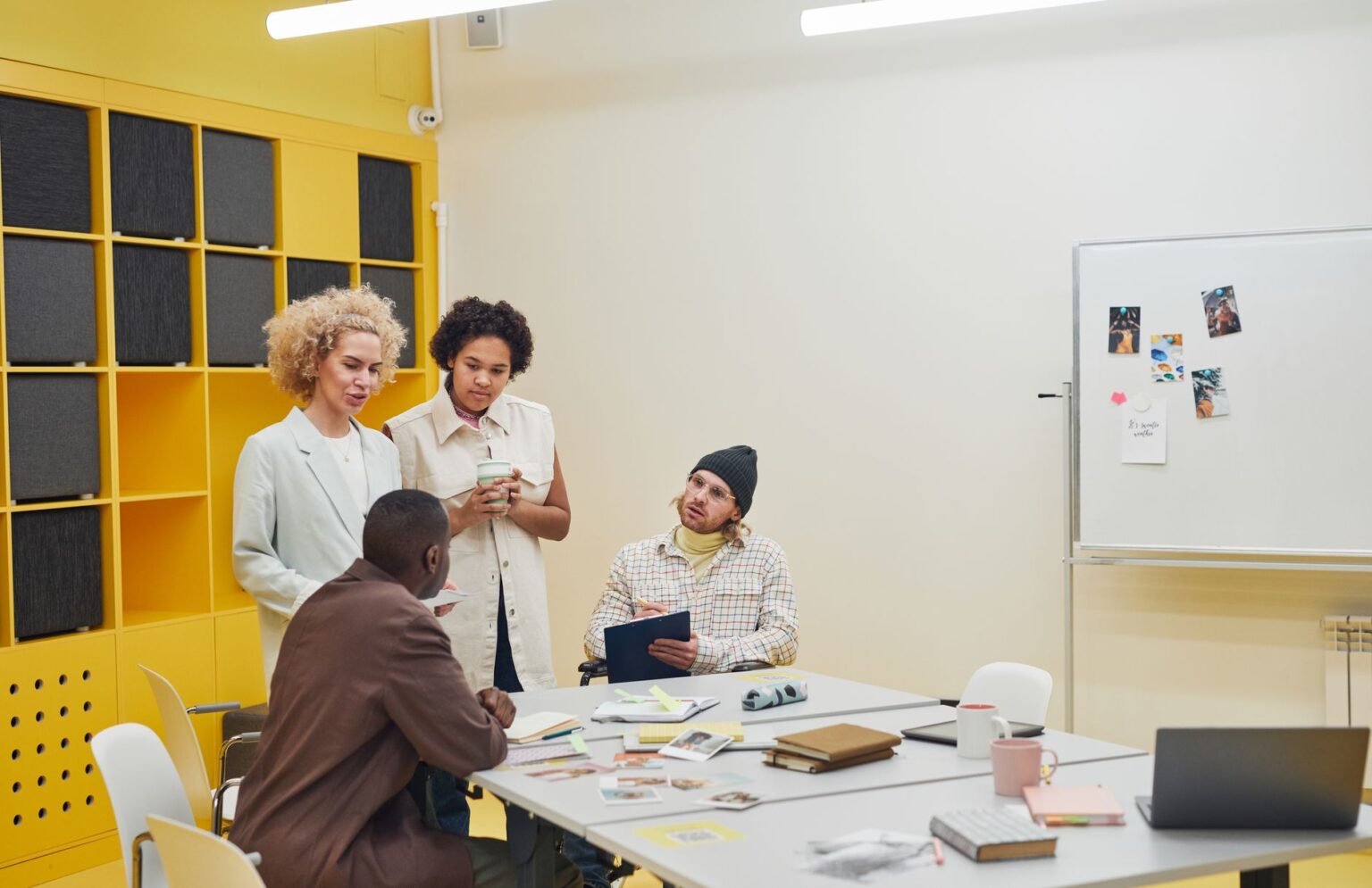 Nonprofit staff reviewing budget documents at a conference table