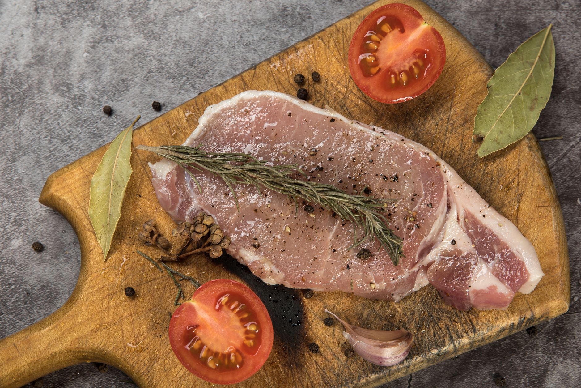 Raw pork belly cuts at a meat processing facility
